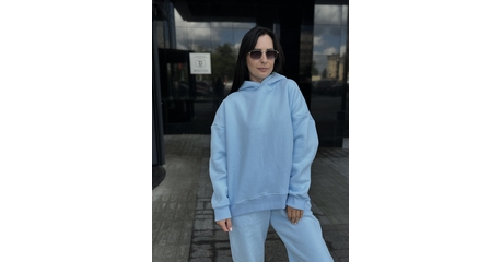 Байка с капюшоном голубая