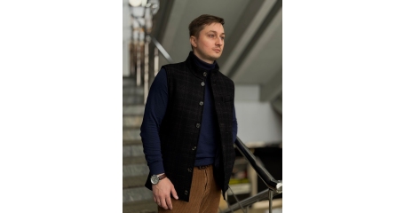 Жилет мужской коричневая клетка