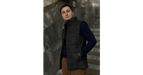  Жилет мужской серая клетка